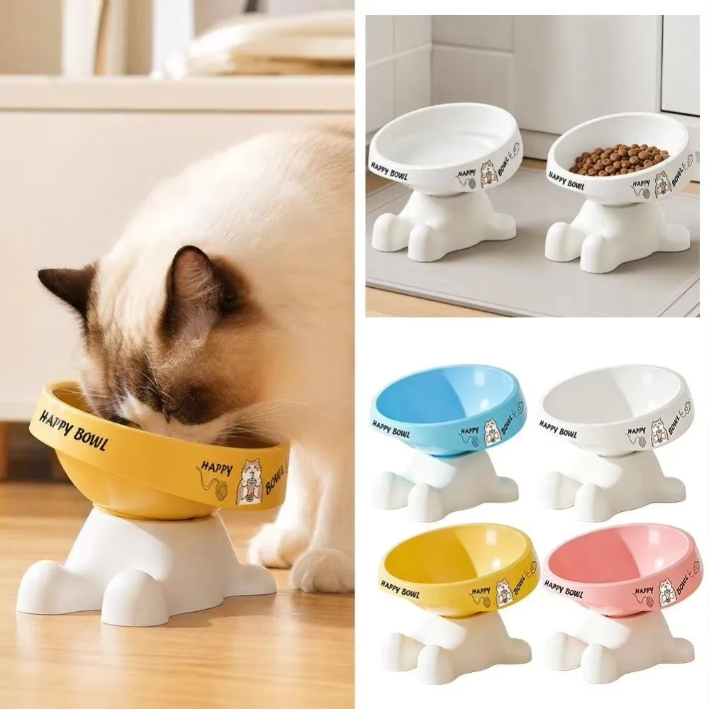 Stainless Steel Elevated Pet Feeding Bowl Paw-shaped Stand ABS Raised Pet Bowl Non-slip Detachable Structure Elevated Cat Bowl