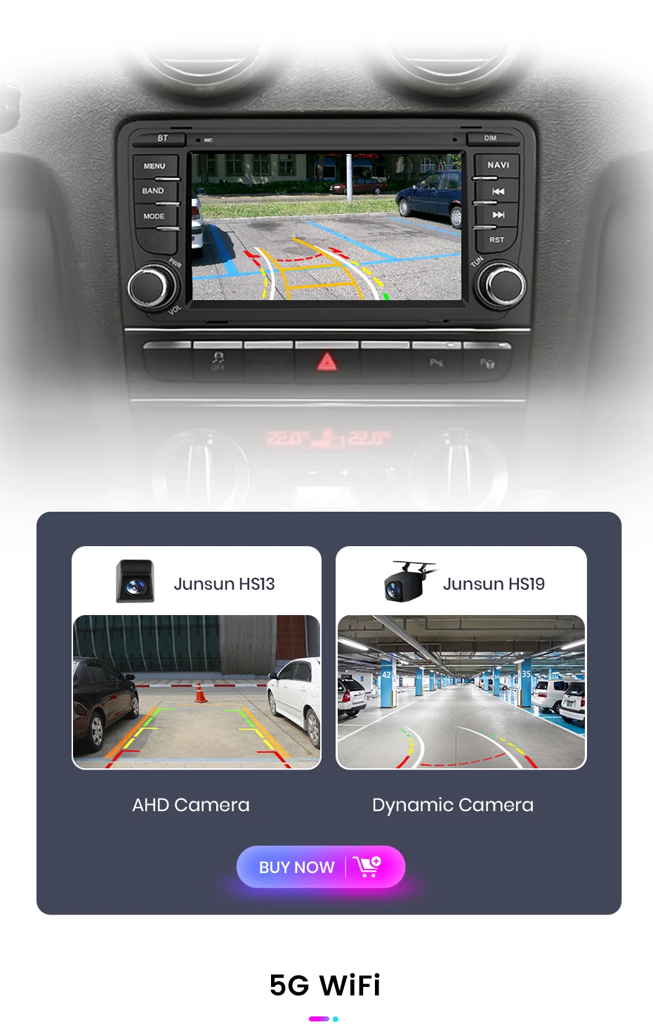 Junsun 7" Kabelloses CarPlay für Apple Android Auto Autoradio für Audi A3 8P S3 RS3 2003-2012 GPS-Navigation SWC Bluetooth FM RDS DSP IPS Touchscreen Intelligente Fahrzeugsysteme KI-Sprachsteuerung 4G WiFi 8-Kern Plug&Play Haupteinheit – Detail 30