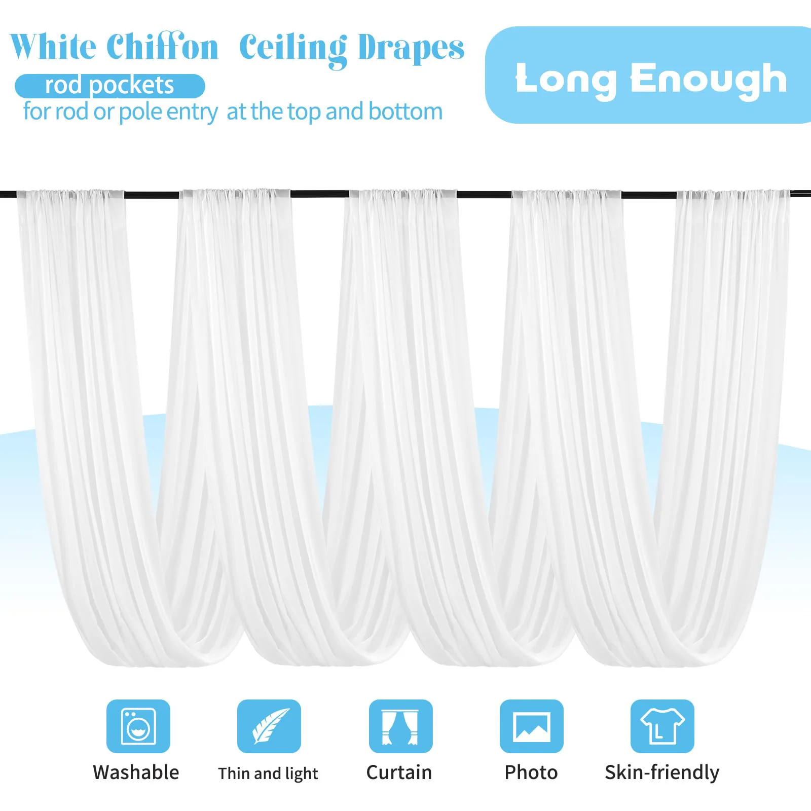 White Ceiling Drapes for Weddings for Wedding Arch Curtain Drapes for Tulle Ceiling Drapes for Wedding Bridal Shower Decorations