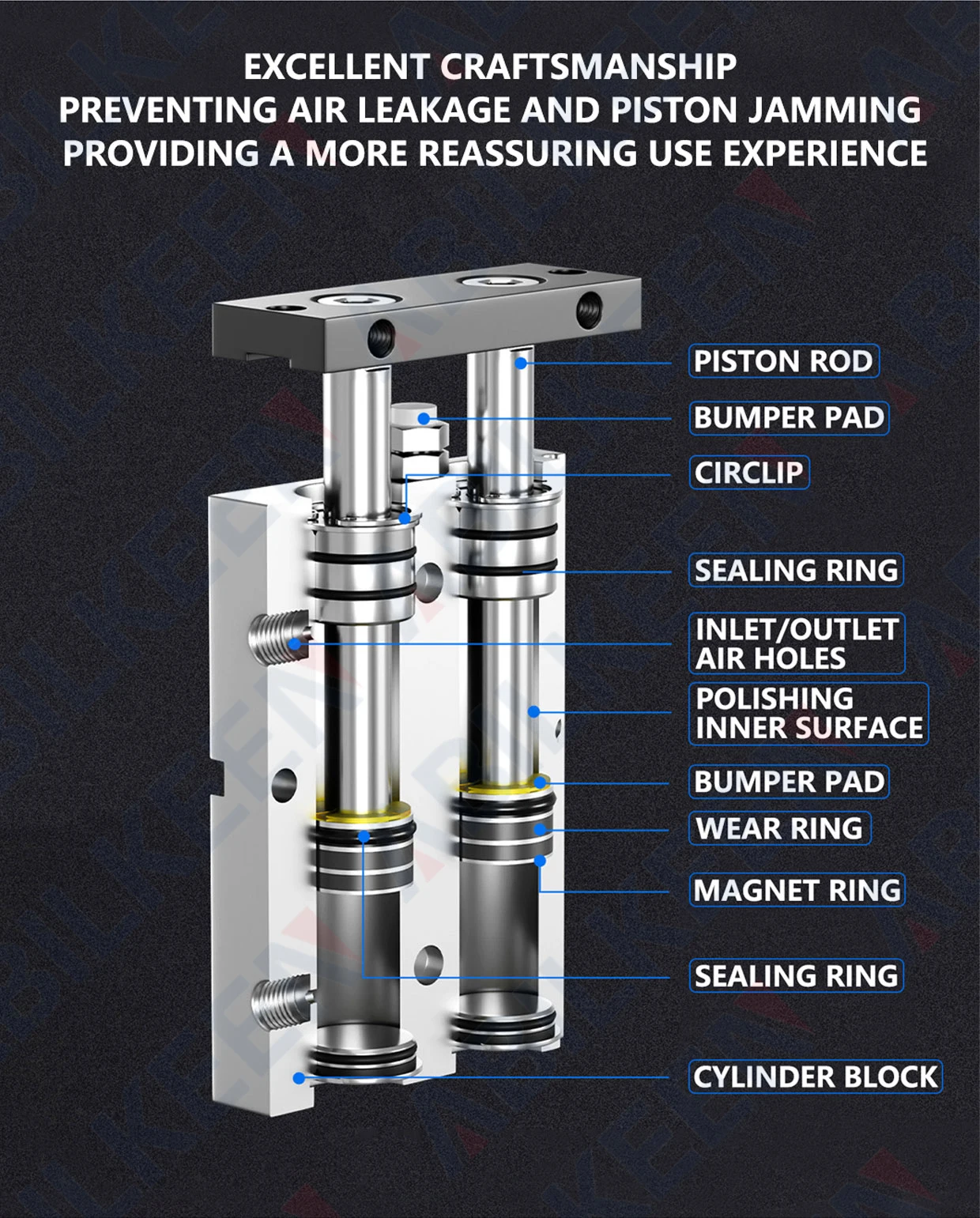 

ABILKEEN TN Series Dual Axis Double Rod Compact Guide Cylinder TN20X100/125/150/175/200/250/300/350/400 Pneumatic Air Cylinder