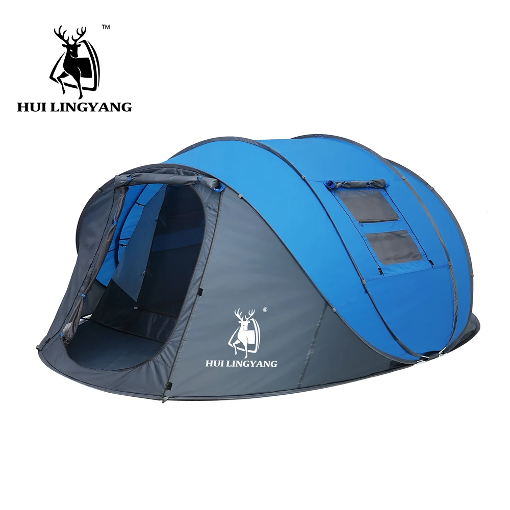 HUI LINGYANG-Tendas automáticas ao ar livre, Jogue Pop Up Tent, Camadas duplas, grande, impermeável, Camping, Caminhadas, 4-6 Pessoa