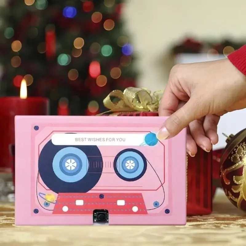 مسجل رسائل صوتية عاطفية شريط كاسيت بطاقة تهنئة صوتية قابلة للتخصيص للأزواج هدية رومانسية 87HA مسجل صوت