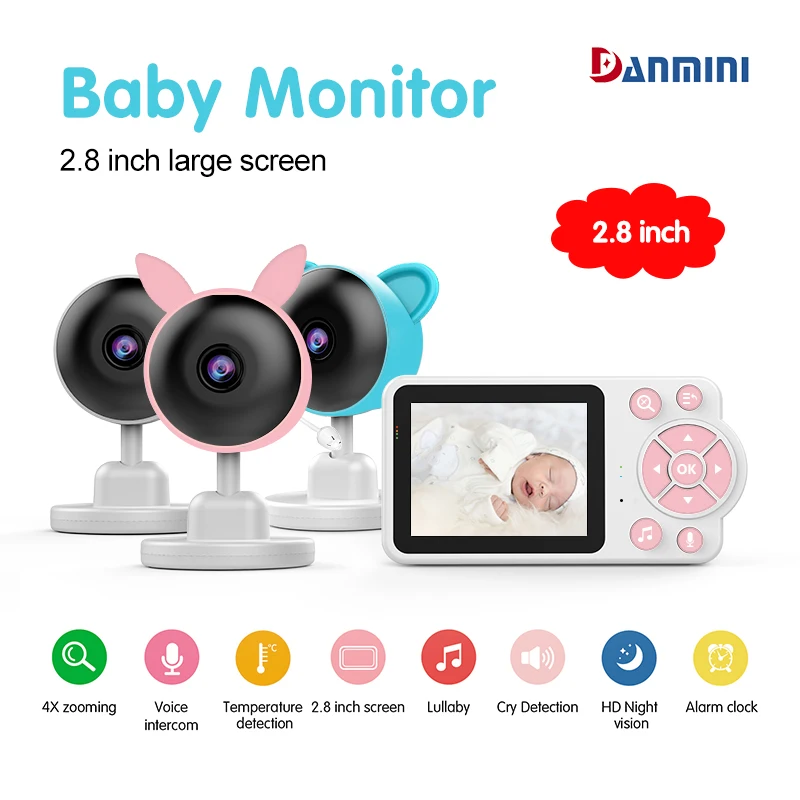 damini 720p hd monitor de bebe ir visao noturna lembrete de amamentacao deteccao de temperatura cancao de ninar 24g conexao sem fio 01