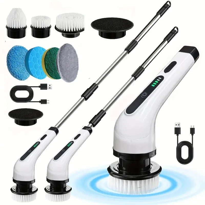

Household multi-function electric cleaning brush, automatic rotation telescopic rod, wireless handheld brushing floor utensils.