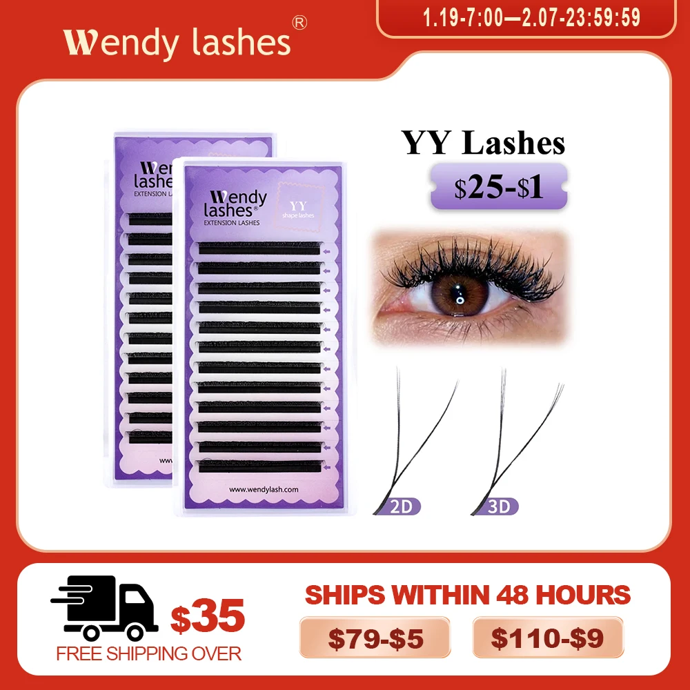 Wendy Lashes YY Shape Triple Tips Hand Woven Premium Soft Light Natural Eyelash Extension Supe High Quality Volume Premade Fans