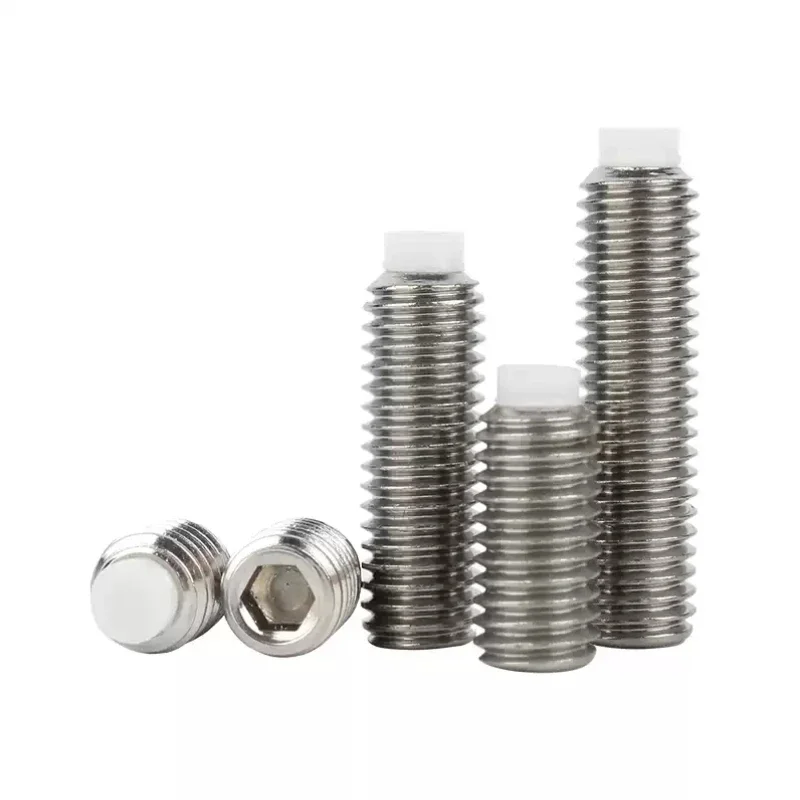 M2 M2.5 M3 M4 M5 M6 M8 M10 M12 M16 304 Stainless Steel Hexagon Socket Plastic Nylon Dog Convex End Point Tip Grub Bolt Set Screw