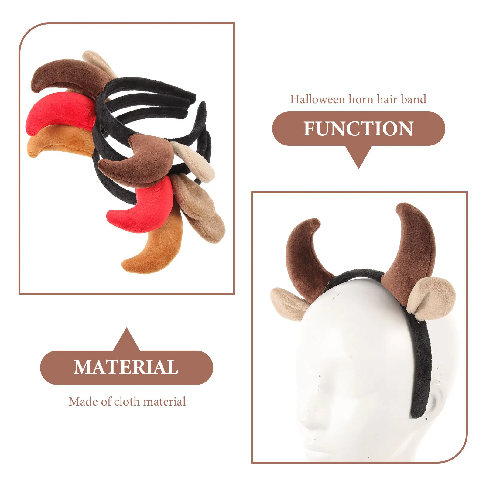 

3 Pcs Halloween Decorative Headband Headdress Ox Horns Headbands Headwear for Animal