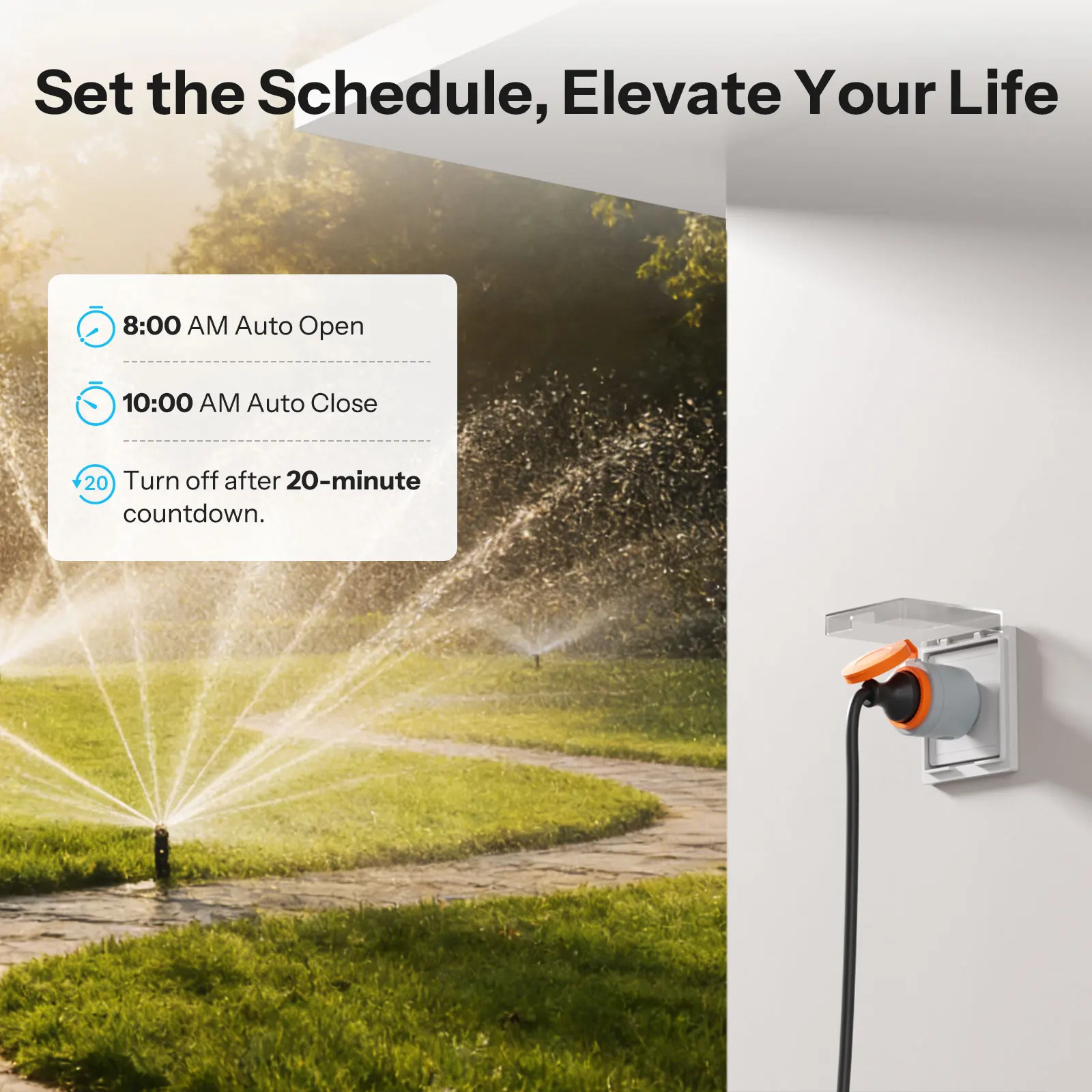 S61STPF-PM-O Inteligentna wtyczka zewnętrzna Matter Over WiFi, typ F, klasy ochrony IP44, monitorowanie energii i zużycia prądu, kompatybilna z Matter. — zdjęcie produktu 6