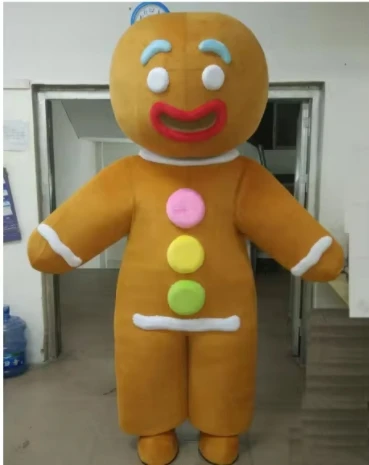 

New Adult Cute Gingerbread Man Fancy Doll Christmas Dress Full Body Props Outfit Mascot Costume