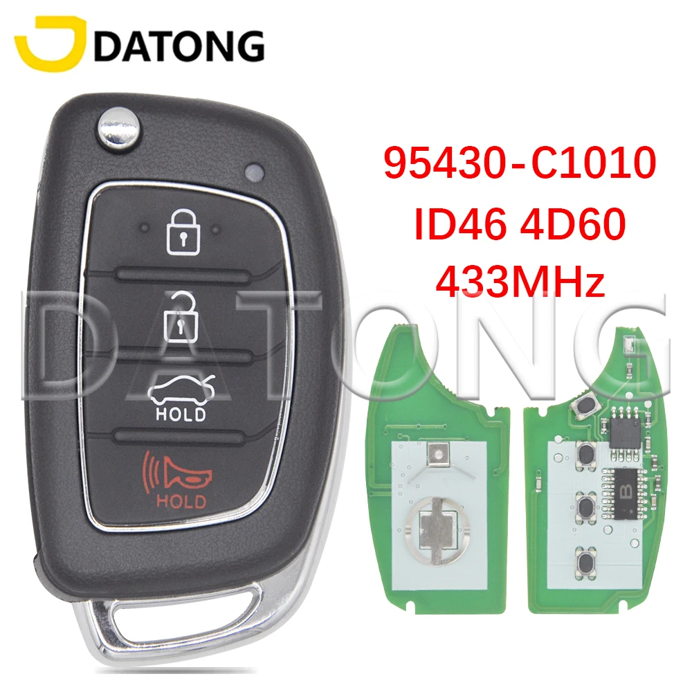 Datong World Car Remote Key For Hyundai Sonata 2014-2018 TQ8-RKE-4F16 95430-C1010 ID46 4D60 Chip 433MHz Flip Key