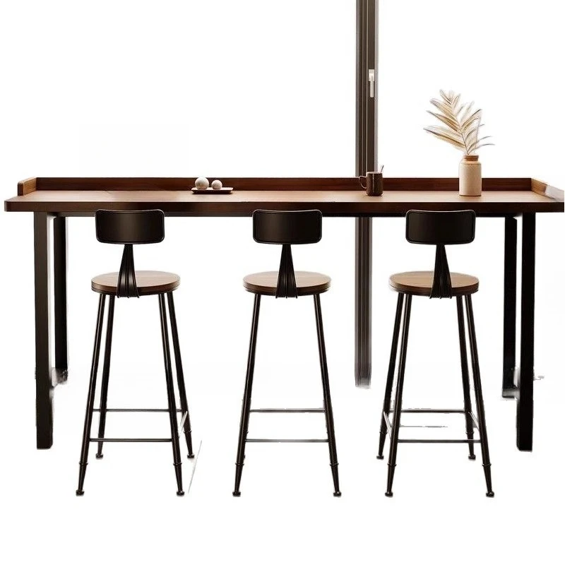 Simple wall household bar table solid wood bar table table by window leisure balcony high table chair narrow table combination