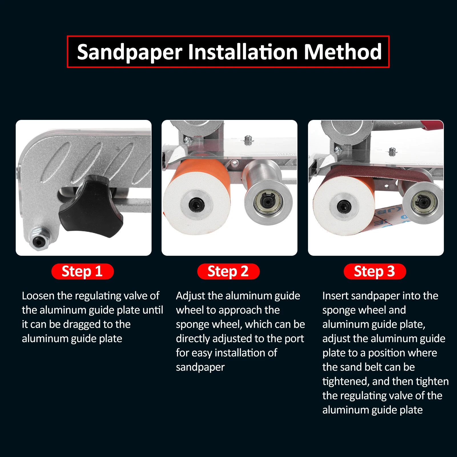ベルトサンダー 7000rpm ハンドル角度調整可能な空気圧ローラーベルトサンダー 11 研磨ベルト付き木材金属研磨用