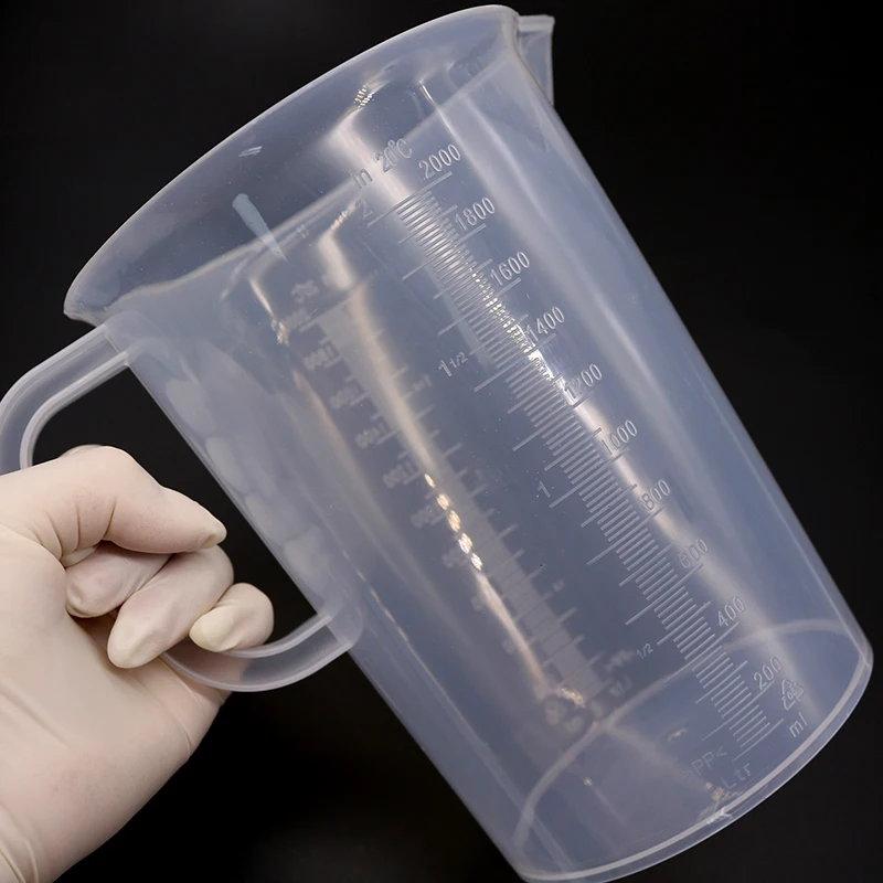 Vaso de medición de plástico transparente para laboratorio de alimentos, contenedor de capacidad para báscula de cocina, 100/250/500/1000 ML, 1