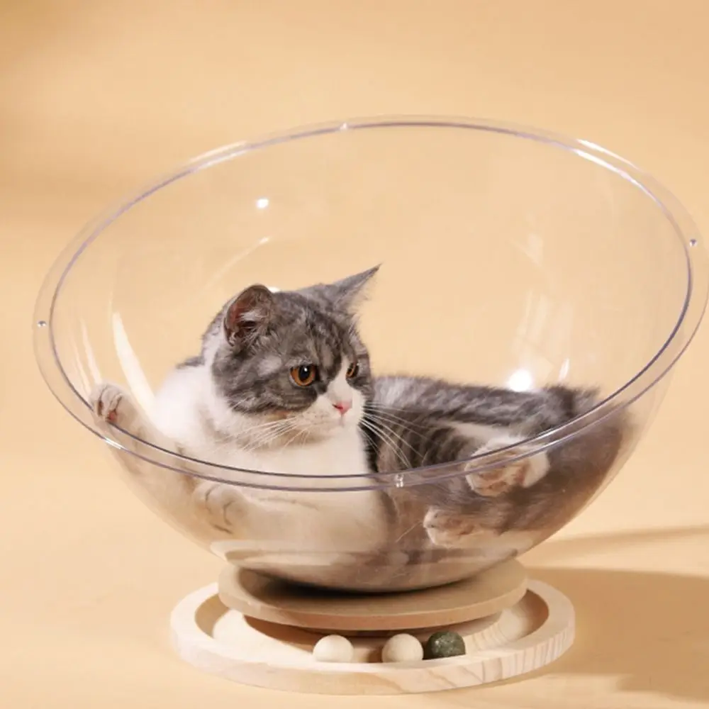 Funny Transparent Spacecraft Cat's Nest Semi-enclosed Removable Washable Space Capsule Cat Bed Kitten Sleeping Nest