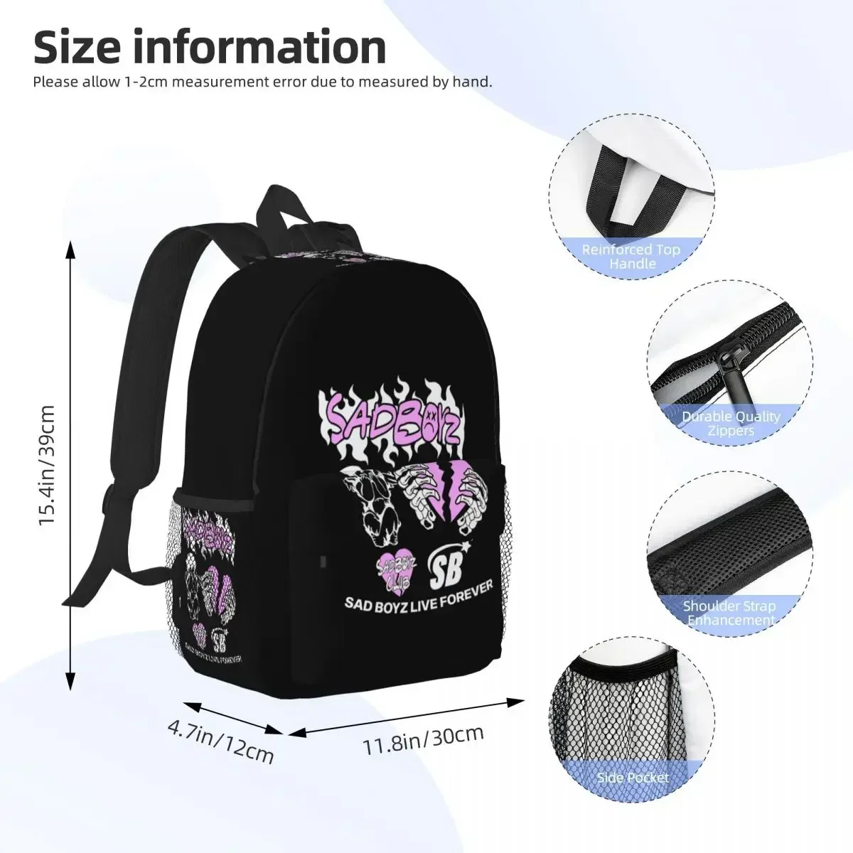 Junior H Merch Sad Boyz Backpack Student Boys Girls BookBag Children School Bag Laptop Shoulder Bags for Men Women