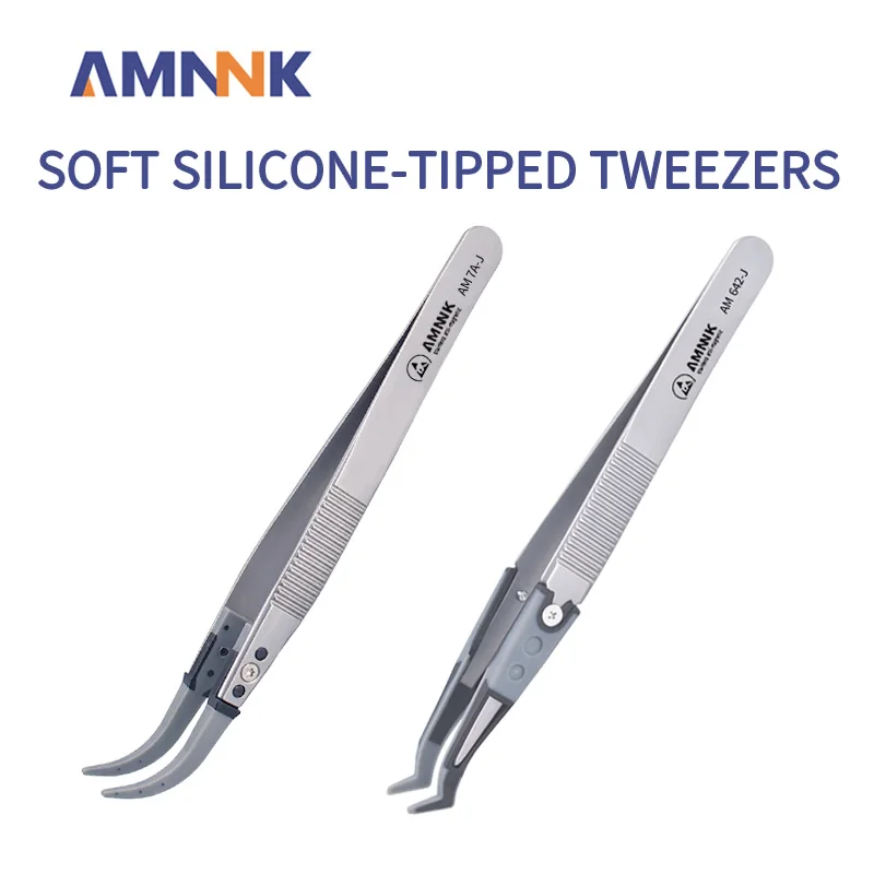 Pinzas con Punta de Silicona Suave AMNNK, Precisión Anti-Rayones, No Dañan, para Joyería, Electrónica, Reparación de Relojes, Manualidades y Herramientas de Hobby