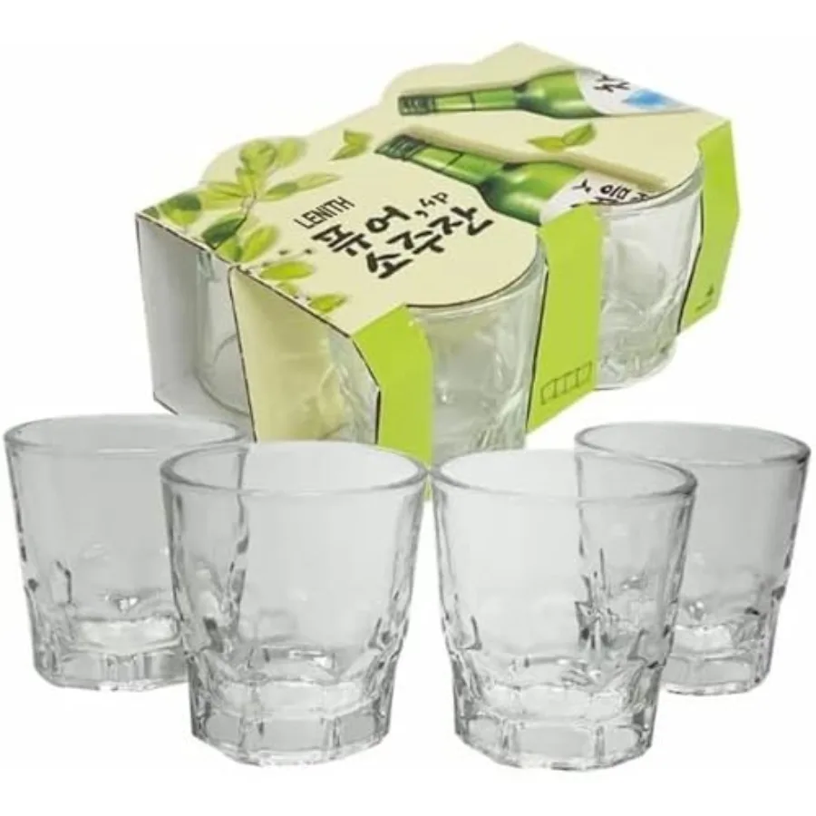 

Korean Soju Shot Pure Glasses 4 Set, Whiskey, Tequila, and Liquor, Clarity Glassware Soju Cup 17.oz 4PCS