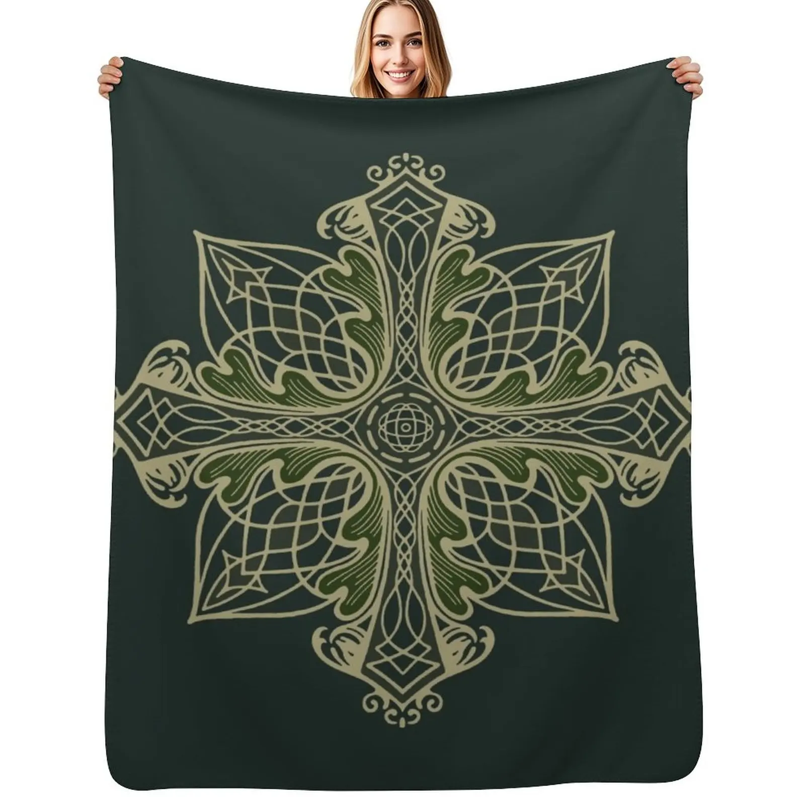 Celtic Oak Cross Throw Blanket Softest Summer Beddings Baby Flannel Fabric Soft Moving Blankets