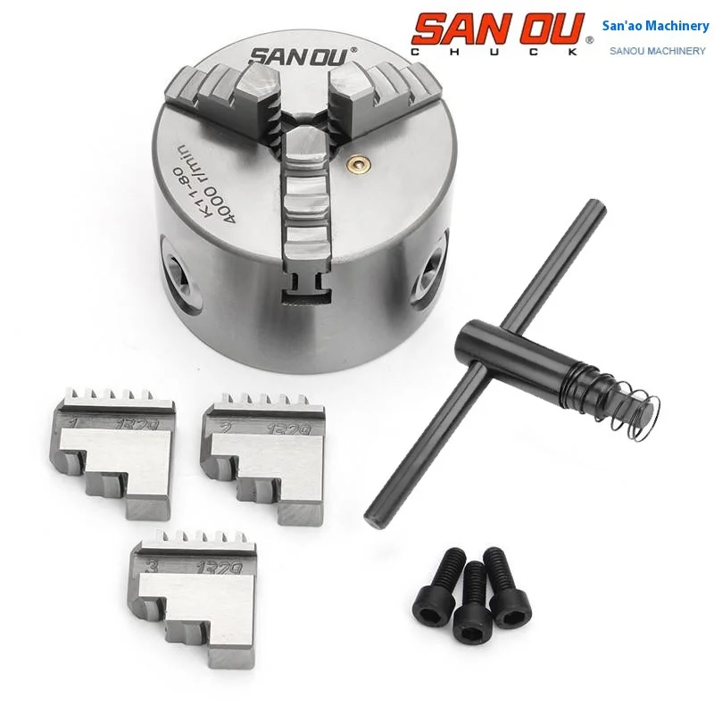 HY Precision SANOU Steel 3-Jaw Self-Centering Chuck for Lathe ISO9001 Factory Direct
