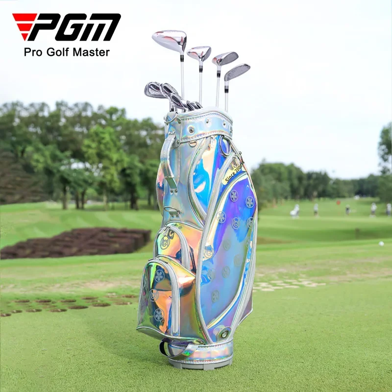 PGM Women Golf Bags Waterproof Lightweight Transparent Holds 13 Clubs Colorful Laser Transparent Portable Club Pack QB125