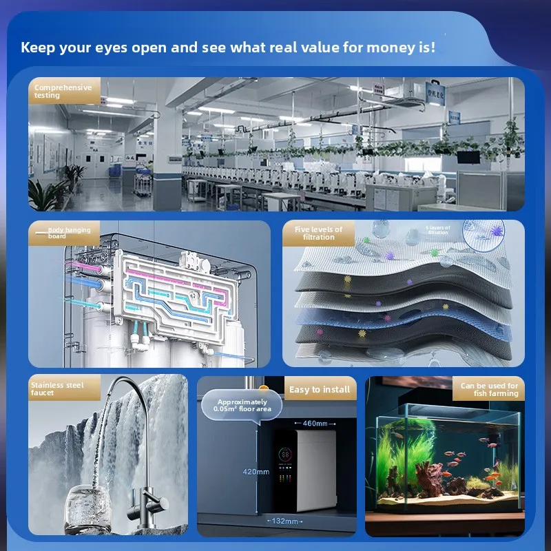 Home RO Water Purifier DIY Kitchen Direct Drinking Water Filter Reverse Osmosis Tap Water Purification Machine