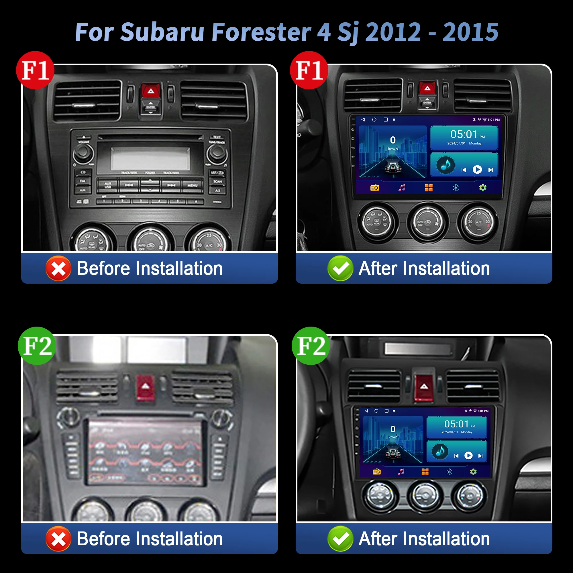 لسوبارو فورستر 4 Sj 2012-2015 راديو السيارة الوسائط المتعددة الملاحة لتحديد المواقع اللاسلكية CarPlay 4G رئيس وحدة ستيريو شاشة تعمل باللمس