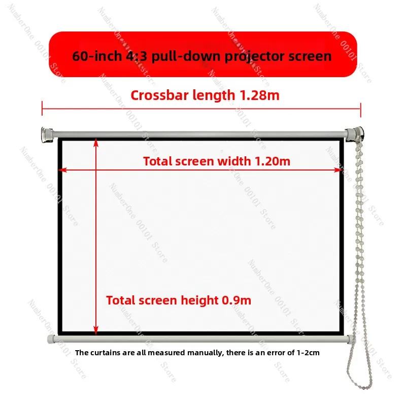 Rolling Curtain Wall-Mounted Hand-Pulled Projection Screen Anti-Light Curtain Home Manual Curtain
