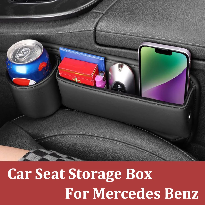 Sac en cuir pour personnalisation de voiture, pour Mercedes-Benz AMG E S C A B Classe GLE GLS CLS GLC CLA GLA GLK GLB W203, boîte de rangement pour l'espace entre les sièges de voiture