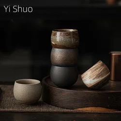 Japanese Style Handmade Stoneware Tea Cup Kung Fu Tea Set Tea Cup Small Single Cup Ancient Style Quiet Road Cup Bowl Teacup