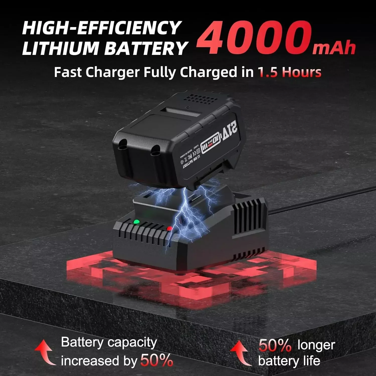 Avhrit Avvitatore a percussione a batteria senza spazzole da 3/8" 330Ft-lbs (450N.m) con batteria da 4,0 Ah, kit di utensili elettrici compatti con 5 prese e custodia (AT450)