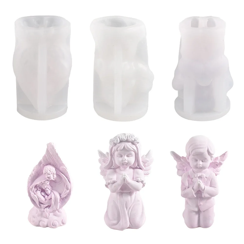 Rose Angel Boys and Girls Candle Silicone Mold Gypsum form Carving Art Aromatherapy Plaster Home Decoration Mold Gift Handmade