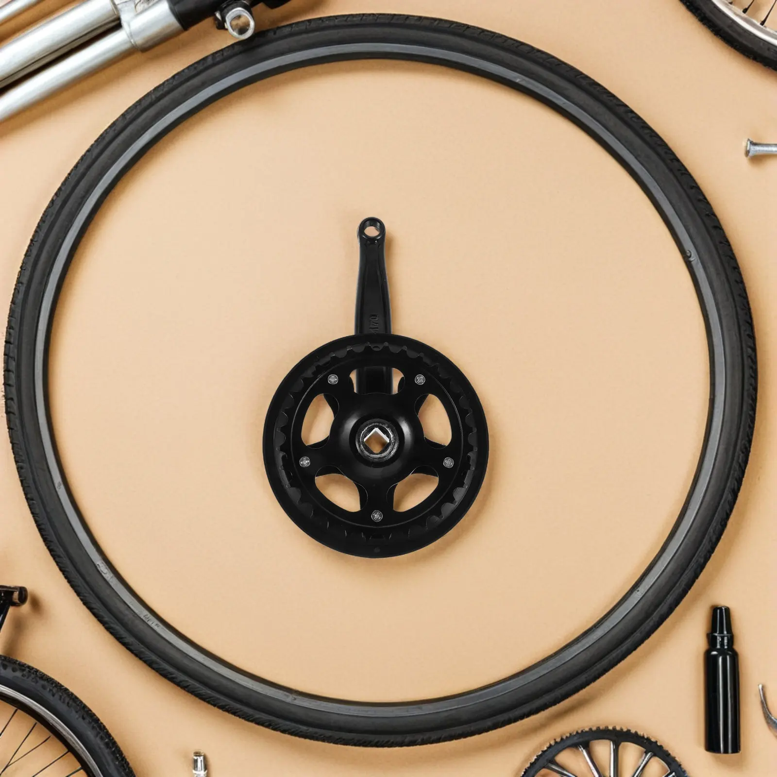 

1Set Single Speed Bike Crankset 32T Square Taper Crank Arm Black Chainring Mountain Bike Cycling Accessory Chain Guard