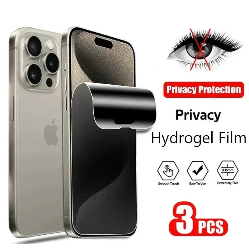 3PCS Anti-Spy Hydrogel Film For iPhone 15 14 11 13 12 Pro Max Plus Mini 15 Plus Screen Protector For iPhone XS Max XR X 8 7 SE