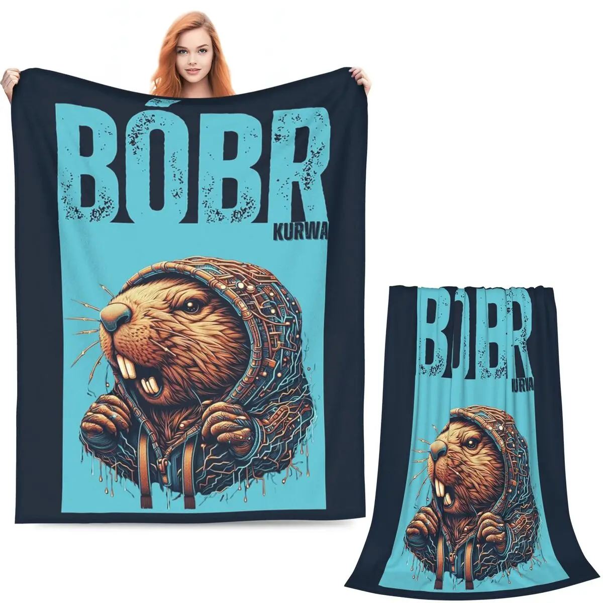 Bober Bbr Beaver Blanket Soft Warm Flannel Throw Blanket Cover for Bed Living room Picnic Travel Home Sofa