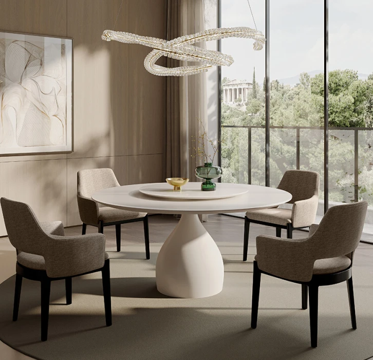 

Tempered glass dining table and chair combination modern simple and luxurious household small-sized dining table.