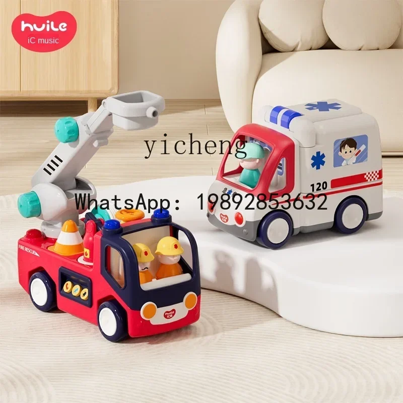 ABC شاحنة الحفر الكهربائية سيارة إسعاف سيارة مطافئ ألعاب التعليم المبكر للأطفال محاكاة نموذج سيارة #5