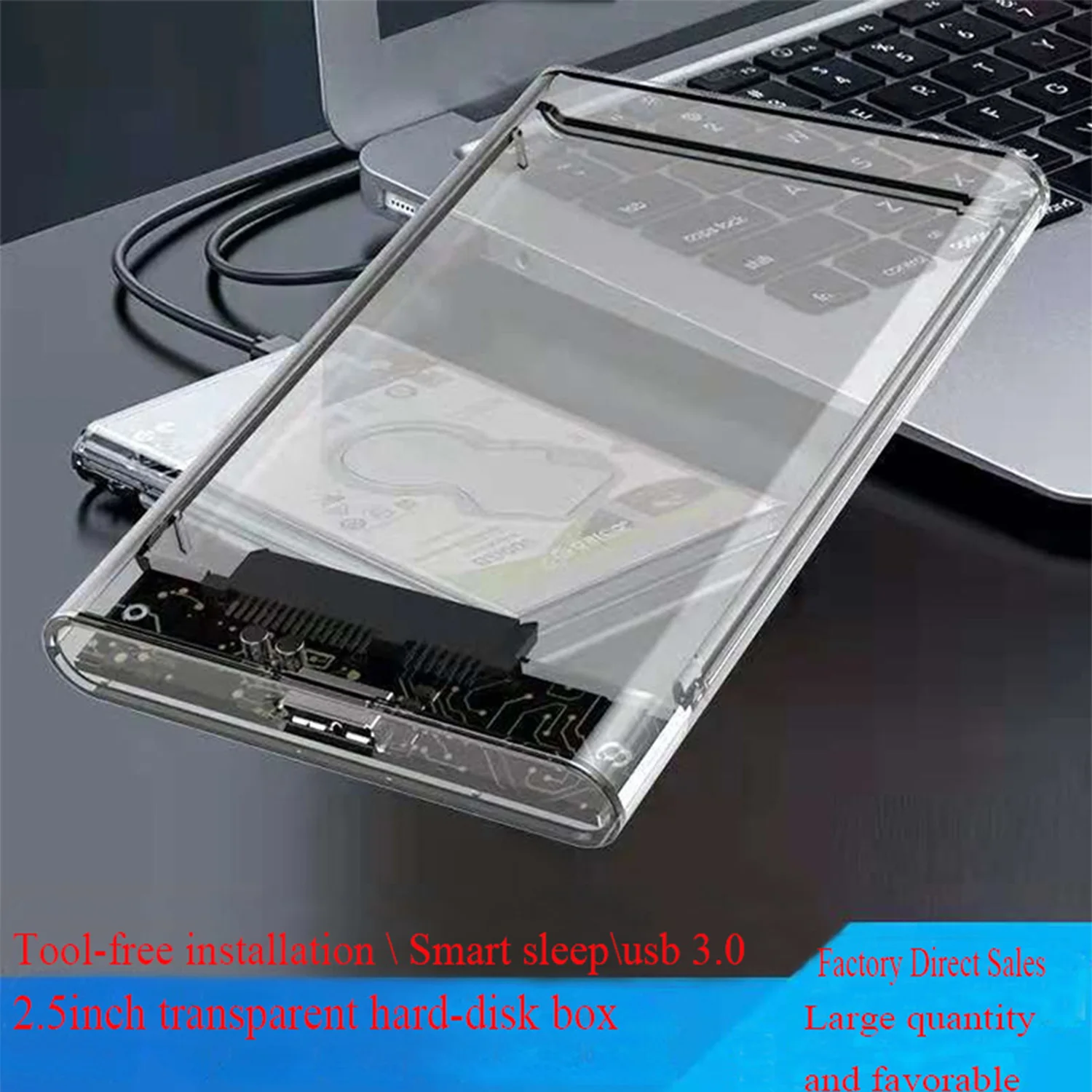 2.5inch SATA case hdd externo usb 3.0 HDD case Push and pull the slider cover and round edge transparent removable disk box