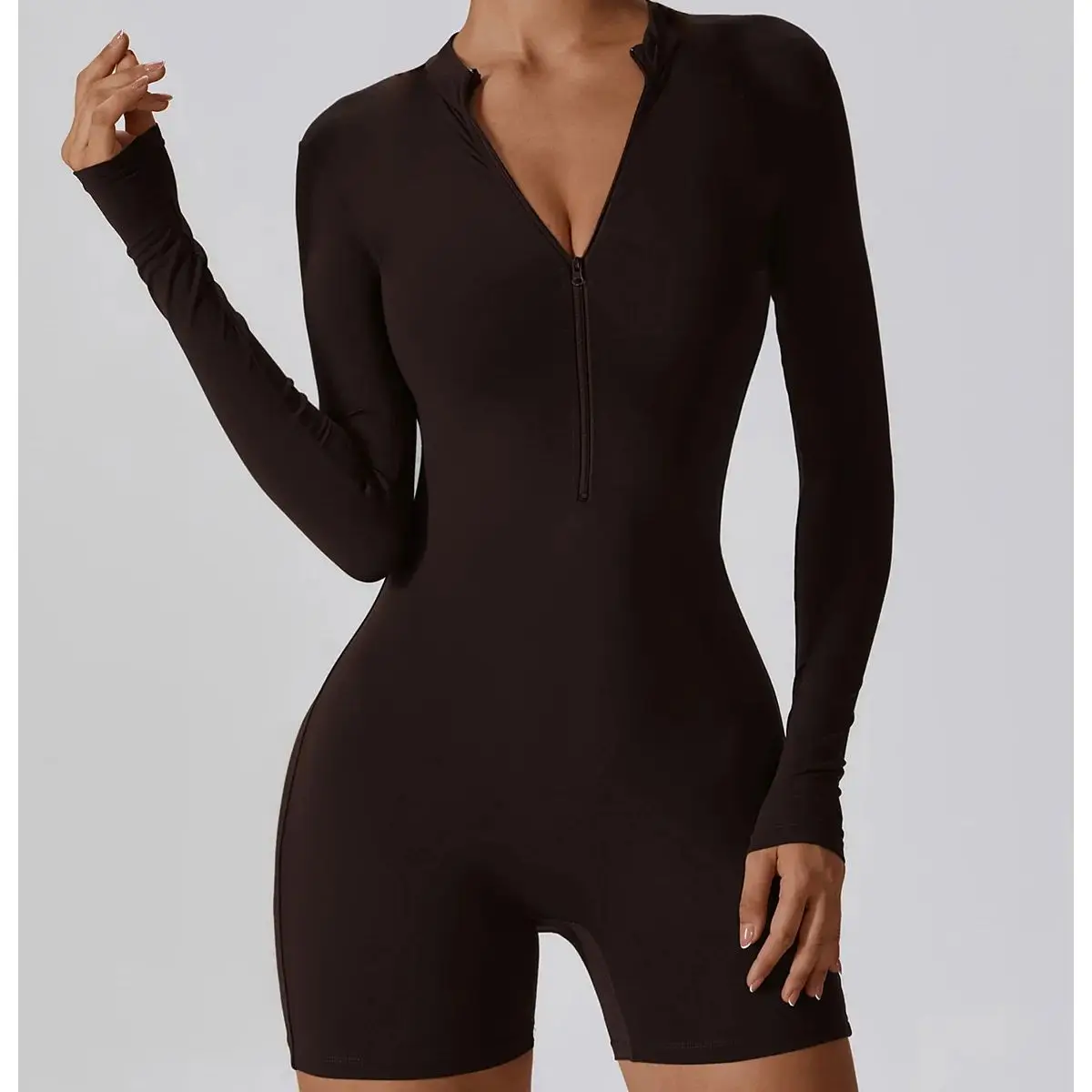 الصيف سستة تجريب بذلة وزرة رياضية النساء الصالة الرياضية الملابس تشغيل الدعاوى رياضة رياضية ShortHigh مرونة طويلة الأكمام مجموعة