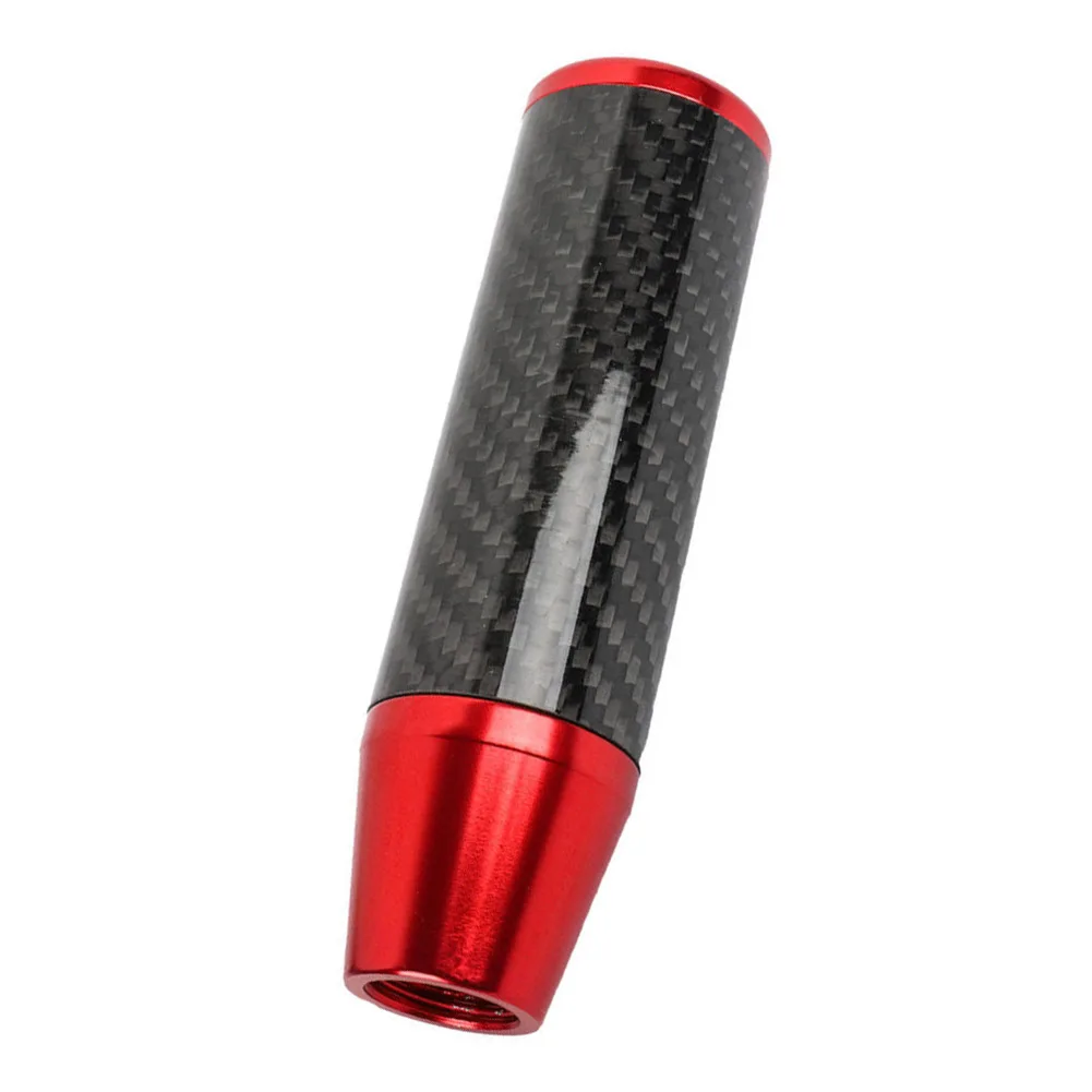 Carbon Fiber Textured Aluminum Alloy Gear Shift Lever Comes With Four Threaded Adapters (8mm, 10mm, 12mm) For 4, 5, 6-speed