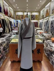 Chinese Xizang Men's Thick Woolen Tibetan Robe Warm Kangba Tibetan Dance