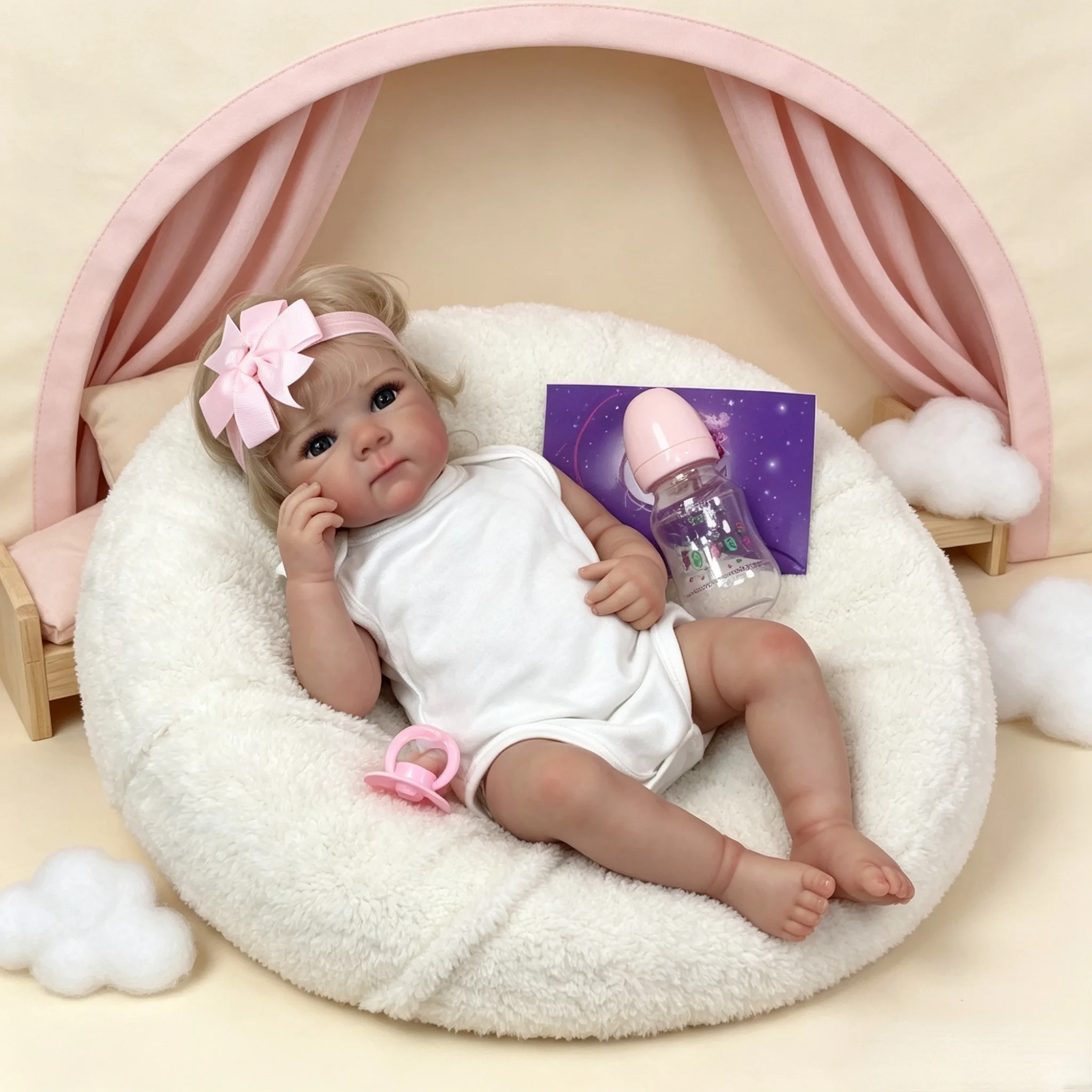 18 Inch Bettie Full Vinyl Reborn Baby Doll Hand Rooted Hair Lifelike Real Touch Factory Painted Collectible Birthday Gift（TT） view 4