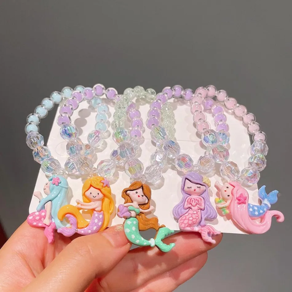 القمامة بنات حورية البحر مجوهرات الأميرة فستان مطرز سوار لطيف الطفل قرط كبس نحيل الحبل هدية صندوق الأطفال الملحقات ZX07 #3