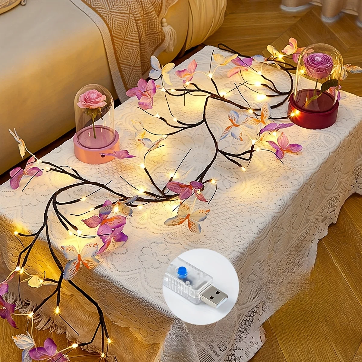 48/96LEDs Butterfly String Lights Artificial Plants Tree Branches 8Modes Butterfly Flower Wall Lights Decoration Christmas gifts