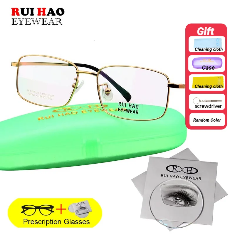 

Leisure Business Customize Prescription Glasses Men Rectangle Titanium Frame Fill Hyperopia Myopia Progressive Resin Lenses