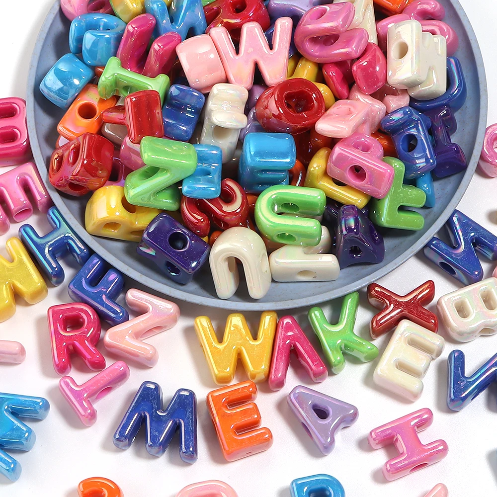 10/26 Stück AB-Farben Acryl-Buchstabenperlen A-Z Englisches Alphabet Lose Abstandsperlen DIY Bastelzubehör für Namensarmbänder, Schlüsselanhänger und Schmuckherstellung – Detail 4