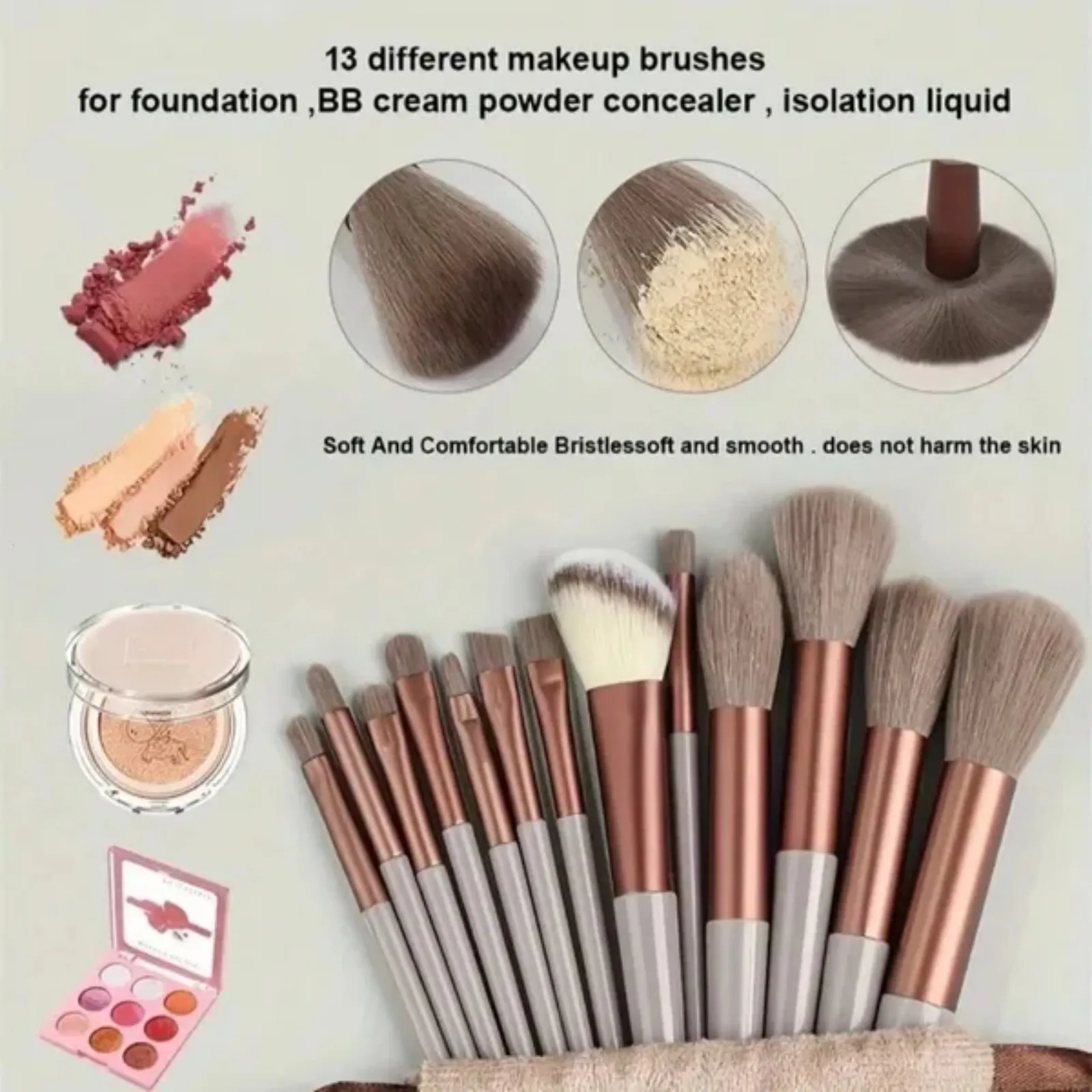 13 Soft Makeup Brushes Set With Perfect Soft Pouch - Premium Makeup Tools,Made Of High Quality Fibers,Girly Fashion Items