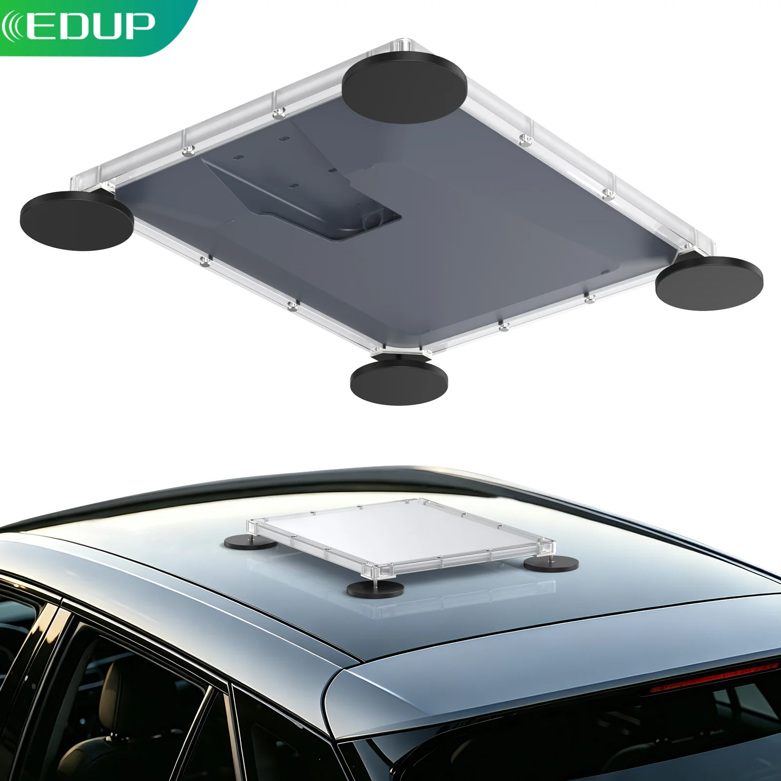 EDUP SK0192S Magnetic Roof Mount Protective Frame Kit Compatible with Starlink V5 No Drilling Transparent PC Housing Car RV Boat