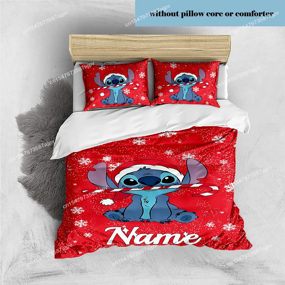 Personalized Duvet Custom Cute Stitch Bedding Set King Twin Double 3 Piece Polyester Duvet Cover Set Christmas Gift Decor-QIANG