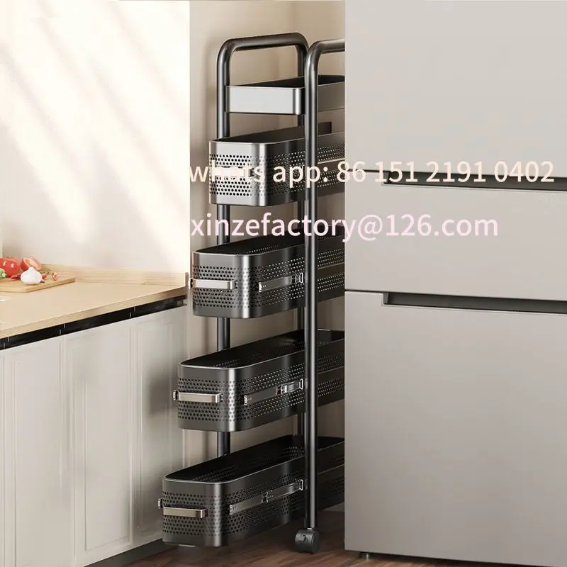 

Customizable Kitchen Slit Storage Rack Extremely Gap Storage Cabinet Multi-layer Side Pull Cabinet