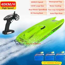 40 KM/H elettrico ad alta velocità RC motoscafo 53CM grande navigazione bidirezionale Anti-collisione 2.4G RC Racing Boat gioco d'acqua impermeabile